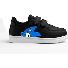 Mavi Yarım Göz Baskılı Siyah Bantlı Çocuk Spor Ayakkabı Sneaker