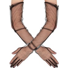 Epilons Uzun Boy Likralı Siyah Yetişkin Mega Tül Eldiven