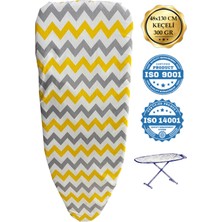 Özbience Kalın Keçeli Ütü Masası Örtüsü 48X130, Sarı Gri Zikzak Desenli