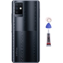 Yedcom İnfinix NOTE 10 Siyah Arka Pil Batarya Kapağı Arka Kapak Yapıştırıcı Ve Tamir Seti Set
