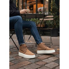 Pabucmarketi Pabucmarketi Bağcıklı Içi Kürklü Erkek Sneaker Bot Taba Süet (Krem Taban)
