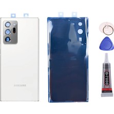 Yedcom Samsung NOTE 20 ULTRA KAMERA CAMLI Beyaz Uyumlu Arka Pil Batarya Kapağı Arka Kapak Yapıştırıcı Ve Tamir Seti Set