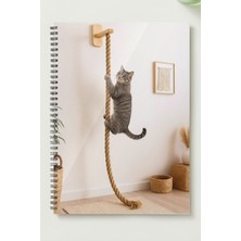 Black-One Kedili  A5 Metal Spiralli Çizgisiz Sert Kapak Kedili Defter