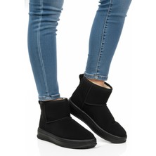 Aspor Siyah Nubuk Kürklü Kadın Düz Bot