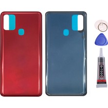 Yedcom Samsung A21S Kırmızı Uyumlu Arka Pil Batarya Kapağı Arka Kapak Yapıştırıcı Ve Tamir Seti Set