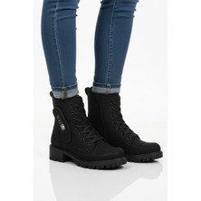 Aspor Siyah Nubuk Içi Polarlı Fermuarlı Kadın Topuklu Bot