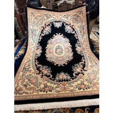 RD Ramazan Dağ El Halı Sanatı El Dokuma Kabartmalı Çin Halısı Birinci Sınıf Kalite Siyah Renk Ebat 310X210