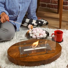 Trihome Ceviz Lux Şömine Masaüstü Dekoratif Şömine Bioethanol Mega Oval