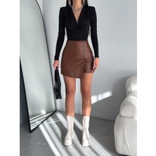 Elaxi Deri Şort Etek