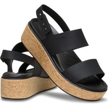 Crocs Brooklyn Cork Low Wedge Siyah Kadın Sandalet