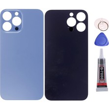 Yedcom Iphone 13 PRO MAX Mavi Uyumlu Arka Pil Batarya Kapağı Arka Kapak Yapıştırıcı Ve Tamir Seti Set