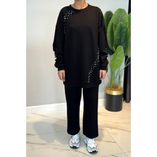 Lale Butik Taş Detaylı Modal Takım 120304 Siyah