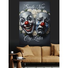 Artmeg Palyaço Maskeleri Tiyatro Sanat Dekoratif Kanvas - Mdf Ahşap Tablo