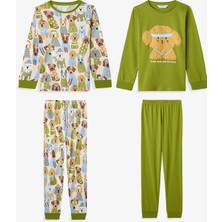 Penti Yağ Yeşili Erkek Çocuk Runner Dog 2'li Pijama Takımı