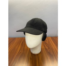 Hamze Polar Kumaş Kışlık Siyah Renk Kulaklıklı Cap Şapka