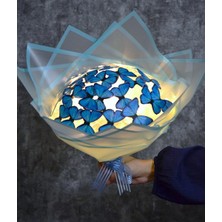 Melines Mavi Işıklı Kelebek Buketi -Mavi Kelebek