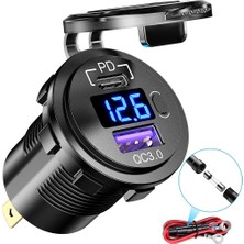 MELLİFERA Su Geçirmez Araba USB Şarj Soketi, Qc3.0 Pd Tip-C USB Hızlı Şarj Portu On/off Anahtarlı