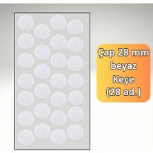 ALMITAL Beyaz Mobilya Keçesi Çap 28 mm Zemin ve Parke Koruyucusu Sentetik Malzeme 28'li Paket