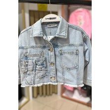 Jena by Miniks Jena Fiyonklu Taşlı Ceket - Mavi