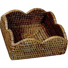 Caspari Rattan Scalloped Luncheon Napkin Holders In Natural - 1 Napkin Holder