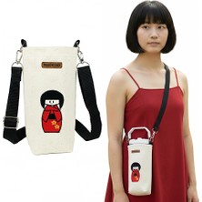 Woodycord 1 Litrelik Japon Kız Kırmızı Kimono Termos Matara Kılıfı