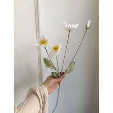 Rose Garden Decor Beyaz 4 Lü Gelincik Çiçeği Tek Dal