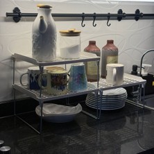 3lü Dolap Içi Raf Düzenleyici Metal Ayaklı Tabak,kupa,bardak Rafı Organizer
