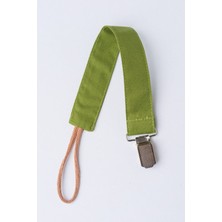 Ceviz Yeşili Emzik Askısı - Kumaş Pamuk Bağcıklı Emzik Zinciri - Emzik Tutacağı