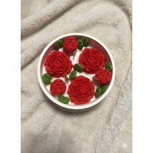 Adalinhome Şakayık Bahçesi El Yapımı Taş Tabanlı Dekoratif Soya Mum (17 Cm)