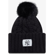 New Era Kadın Siyah New York Yankees Mlb Bere Sezonluk Şık Tasarım Pomponlu
