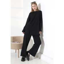 Lubiti Modal Kumaş Önde ve Kolda Düğme Detaylı Alt Üst Takım/tesettür Hamile ve Büyük Beden Için Uyumlu