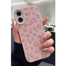 Fibaks iPhone 16 Plus Kılıf Pembe Leopar Desenli Ince Yumuşak Silikon