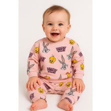 Aki Moda Kids Kız Bebek Yeni Doğan Pamuklu Tavşan Kuş Desenli Alt Üst Bebek Takımı