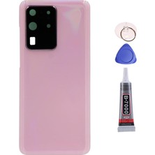 Yedcom Samsung S20 ULTRA Pembe Uyumlu Arka Pil Batarya Kapağı Arka Kapak Yapıştırıcı Ve Tamir Seti Set