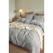 Valoroso Tekstil %100 Pamuk Müslin Nevresim Takımı Lastikli Çarşaflı 2 Yastık Kılıflı Çift Kişilik