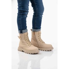 Cool Bej Içi Polarlı Fermuarlı Kız Çocuk Bot