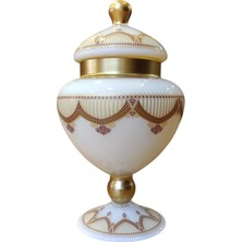 Gürses Home Krem, Cam, Çizgili Şekerlik, El Işçiliği, Salon Aksesuar Konsol