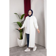 SFG Life Moda Kadın Şal Yaka Oversize Triko ve Sakallı Tüylü Hırka