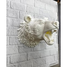 Aspata Store Buğz Dekoratif Beyaz Ayı Duvar Heykeli Asılabilir Hediyelik 25X19 cm