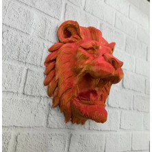 Aspata Store Buğz Gold Kırmızı Aslan Duvar Dekoru Asılabilir Hediyelik 3D Heykel 20X21 cm