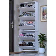 Eliusta Sho Beş Düşer Kapaklı Ayakkabılık Beyaz Renk 72 cm Asma 72X193X26 cm Ayakkabılık