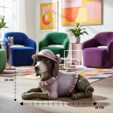 İki Yedi Konsept Charlotte Şapkalı Köpek Biblosu | 36 cm Dekoratif Hayvan Figürü, Modern Ev Aksesuarı Lüks Hediyelik