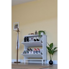 Eliusta Antrex 72 cm Beyaz 2 Düşer Kapaklı Ayakkabılık 72X90X26 cm  Ayaklı 4 Bölmeli Ayakkabılık