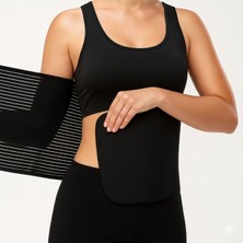 Özbience Ayarlanabilir Siyah 95CM Havlu Pedli Karın Korsesi S-M-L Doğum Sonrası