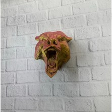 Aspata Store Buğz Dekoratif Asılabilir Jaguar Başı 3D Duvar Heykeli Gold Red 20X16 cm