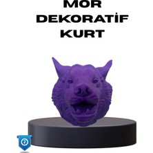 Aspata Store Buğz Özel Seri Mor Kurt Duvar Süsü Hediyelik Dekoratif Asılabilir Heykel
