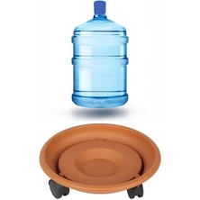 29 cm Çap Tekerlekli Damacana ve Tüp Altlığı Kahve