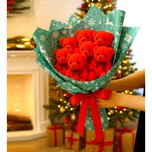 Giftstime Kırmızı Ayıcık Buketi Yeniyıl Kırmızı Ayıcıklı Yılbaşı Hediye Buketi Yılbaşı Sürprizi