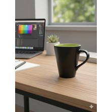 Seramik Kupa Bardak 250 ml – Şık ve Modern Tasarım (Siyah Turuncu - Siyah Yeşil)