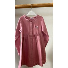 🌸 Perimasalı Marka Fırfırlı Yaka Çiçek Nakışlı %100 Pamuk Müslin Elbise 🌸